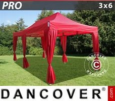 Carpa 3x6m Rojo, incl. 6 cortinas decorativas